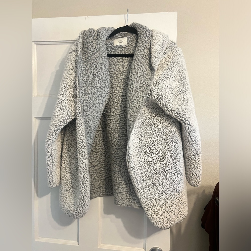 PINK white fuzzy fleece jacket